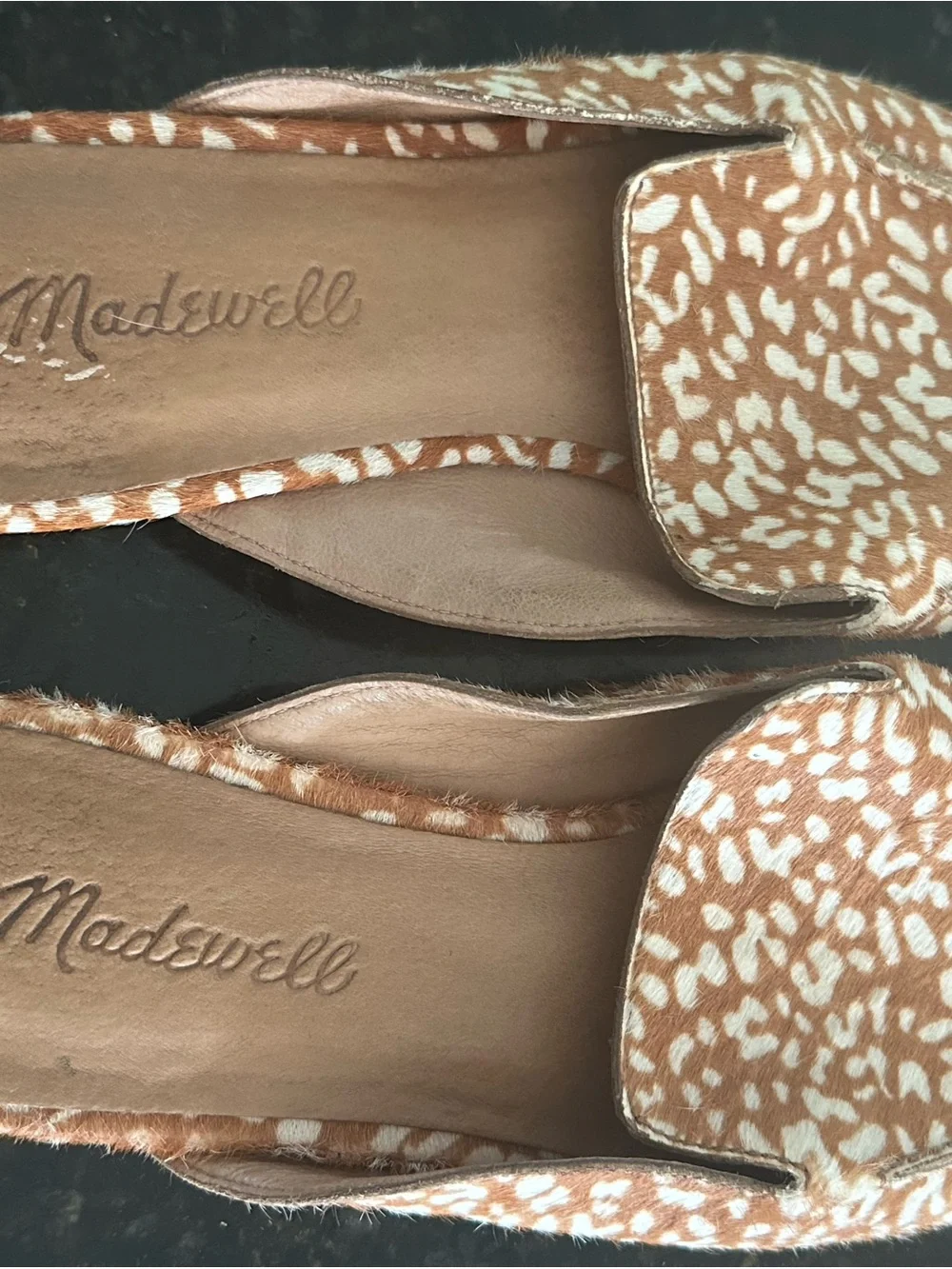 Madewell Brown & White Patterned Mule Loafers
